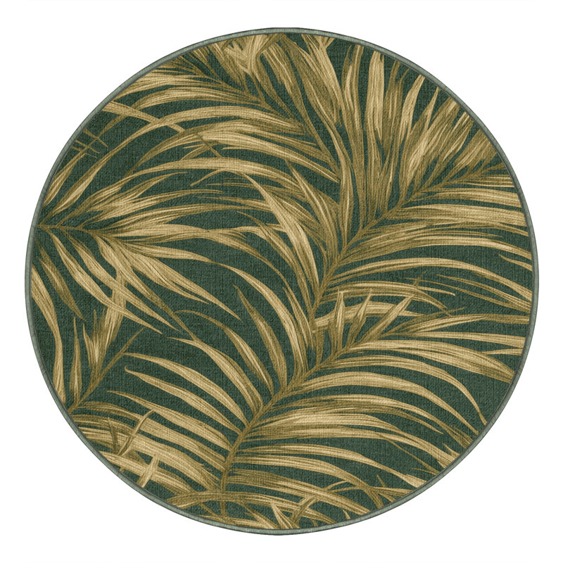  Tapis hawaïen lavable Palm Frond Edges, Rond 7 pi