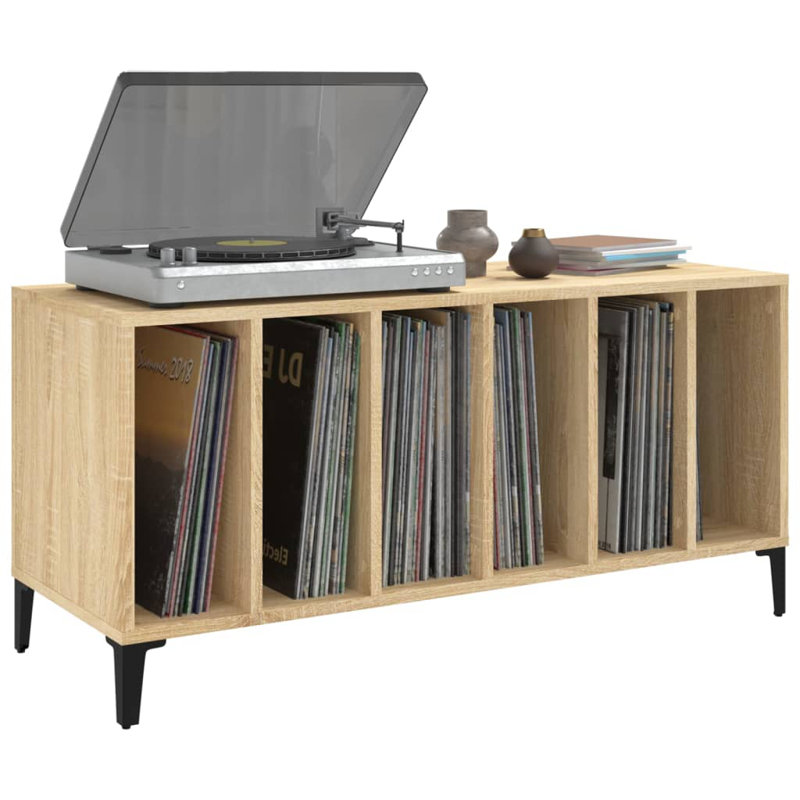 Armoire à disques vidaXL Bois d'ingénierie, métal, Chêne sonoma