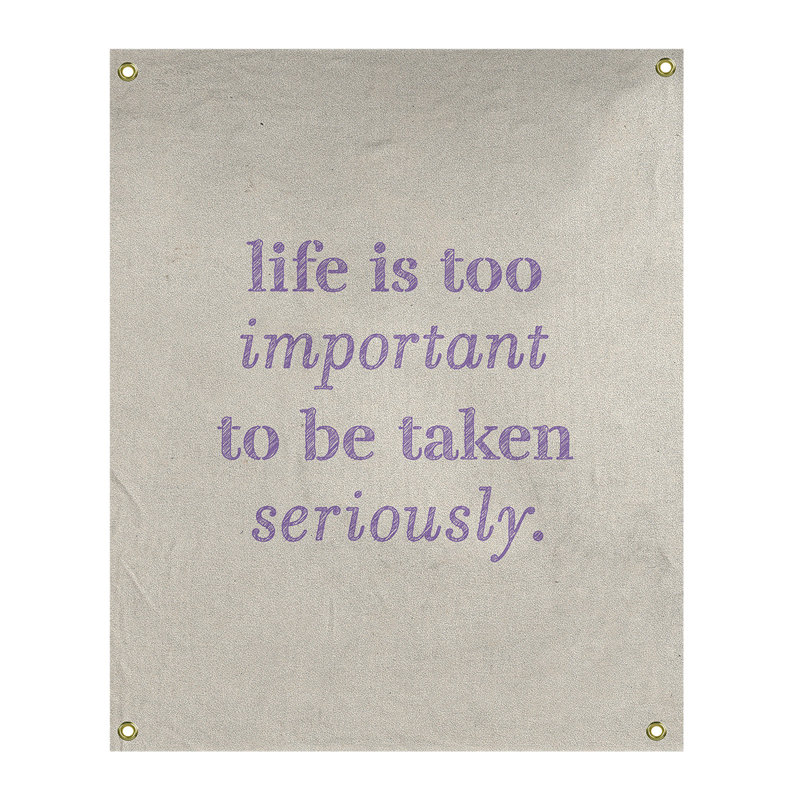 Tapisserie de levity et citation en polyester, H 36 po x l 26 po, Blanc / Mauve
