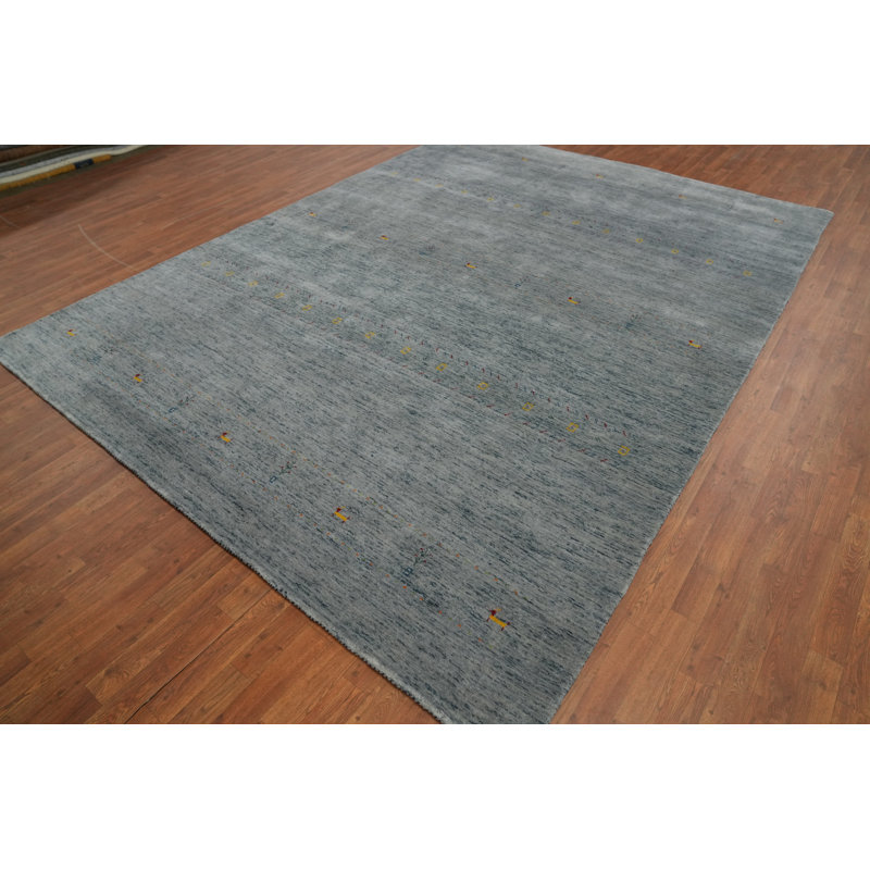 Tapis tribal gris de style Gabbeh 9 x 12