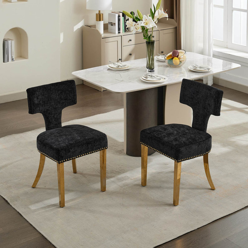 Ensemble de 2 chaises de salle à manger de style Mid-Century moderne, Noir