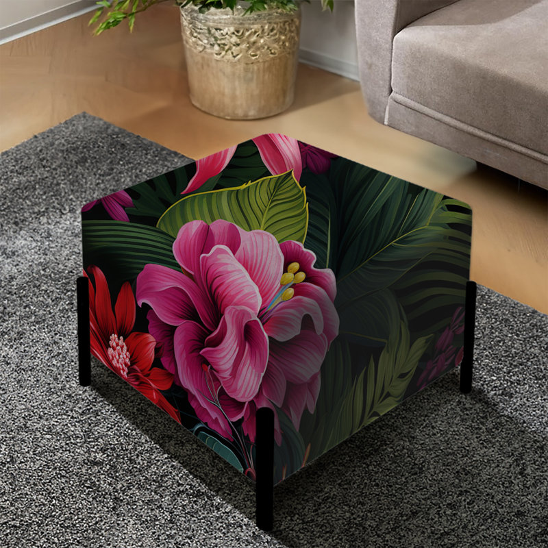 Motif floral exotique tropical - repose-pieds carré tropical