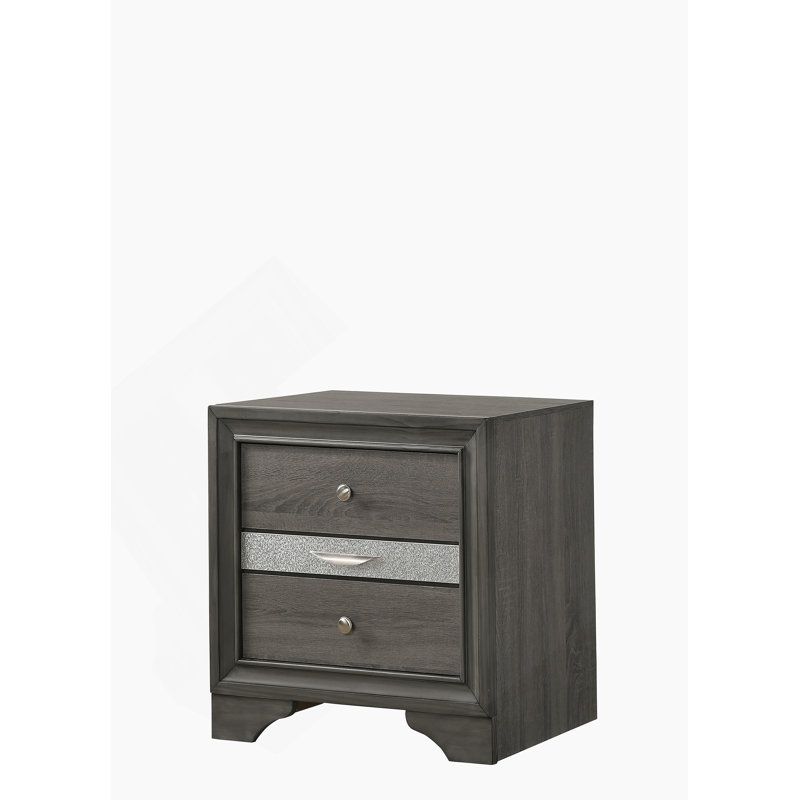 Table de chevet 2 tiroirs Traditional Matrix, Gris