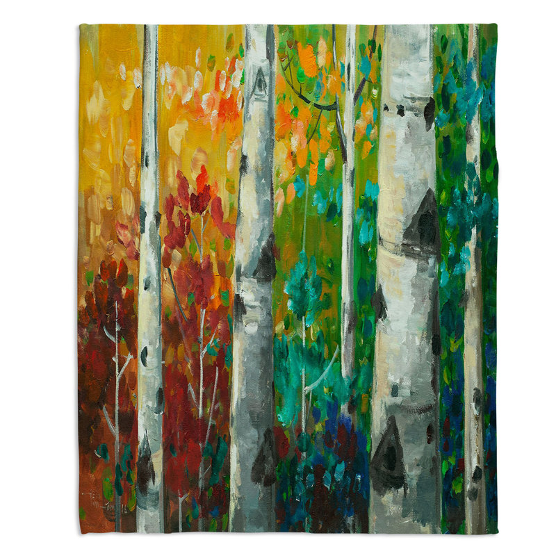 Couverture sherpa doux bouleau tree 3, l 51 po x L 60 po