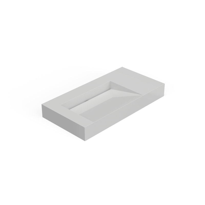 Badeloft 39.4" x 19.6" Rectangular Stone Resin Wall Mounted Bathroom Sink WT-04-A-G in Glossy White, Gloss White