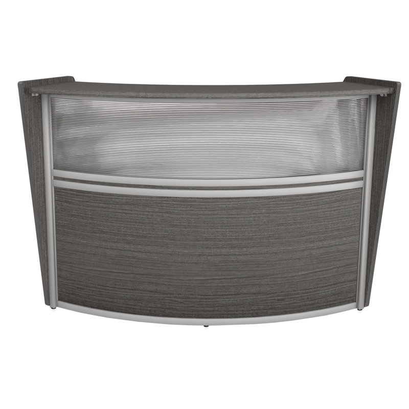 Poste de travail courbé Nahjai Marque Plexi, Bois flottant gris, H 45,5 po x l 72 po x P 32 po