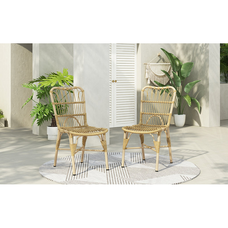 Ensemble de 2 chaises d'extérieur en rotin, Naturel
