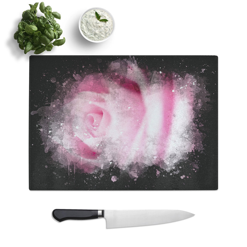 Rose Flower Vol.1 Paint Splash Chopping Board, 0.4cm H x 28.5cm W x 39cm L