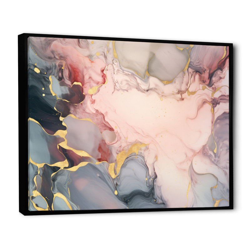 «Gray and Pink Tender», impression à l'encre liquide II sur toile, H 24 po x l 32 po x P 1 po, Cadre flottant noir