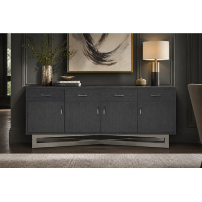Maximo Graphite Lacquer Sideboard – Silver Base
