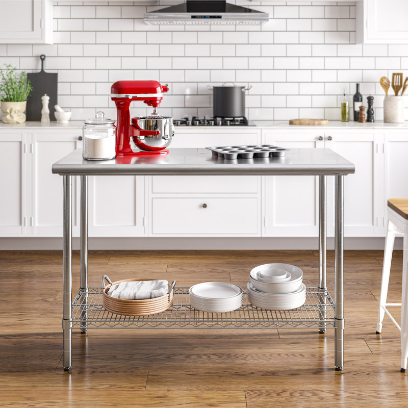 Commercial Stainless Steel Work Table with Chrome Frame