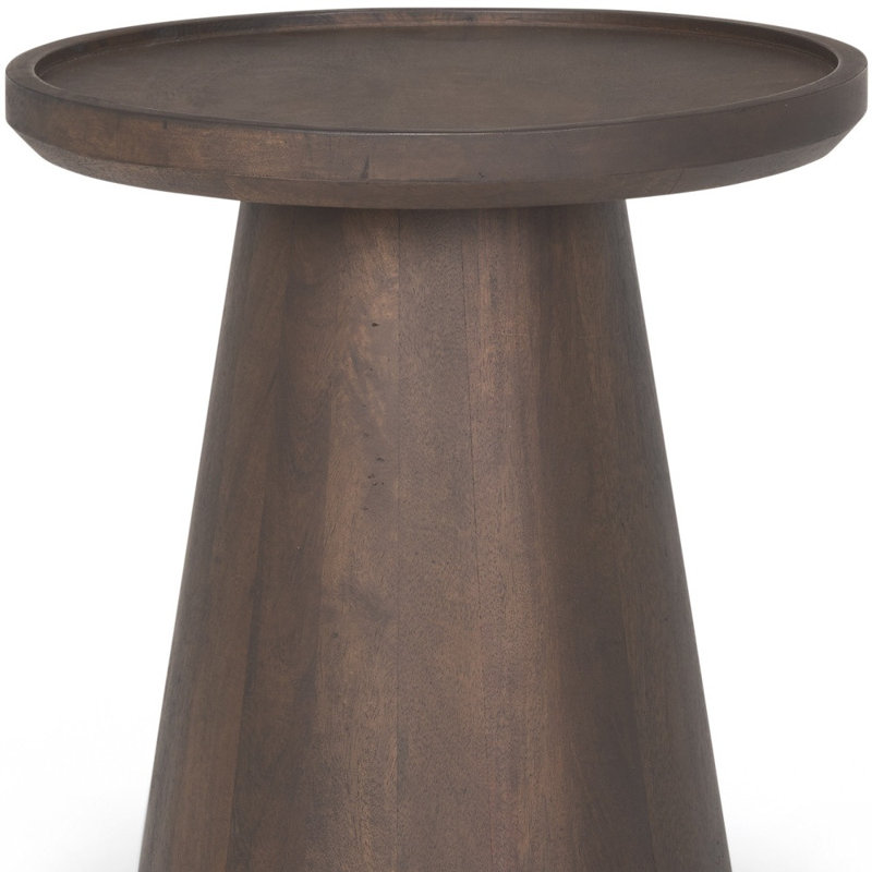 19" Dark Brown Solid Wood Tray Table