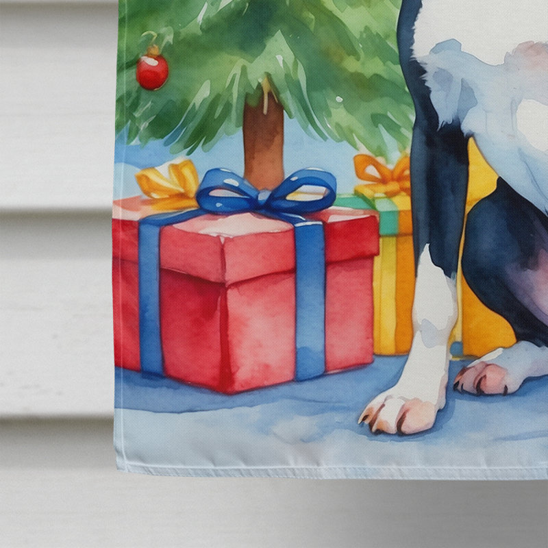 Drapeau de Noël maison de renne, Boston-terrier