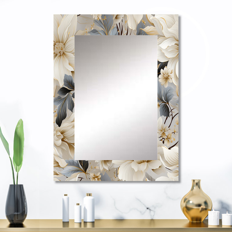 Huber Urban Victorian Splendor Victorian Pattern - Floral Unique Wall Mirror, Floral Mirror, Printed Metal Art, 32" x 24"