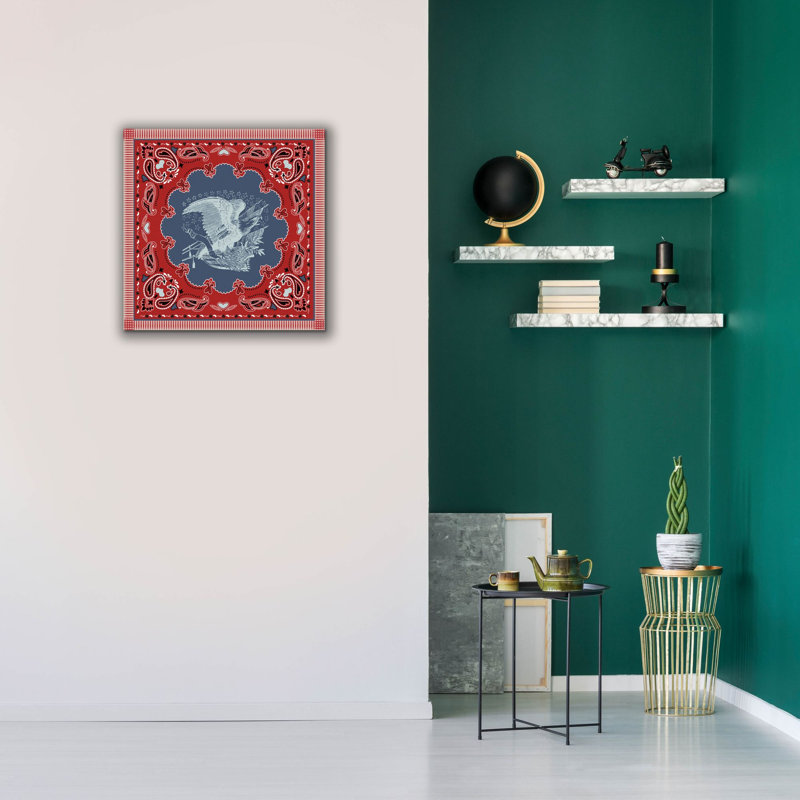 «True Blue Bandana E» par Jean Plout, art mural sur toile, 26 po x 26 po, 26 po x 26 po
