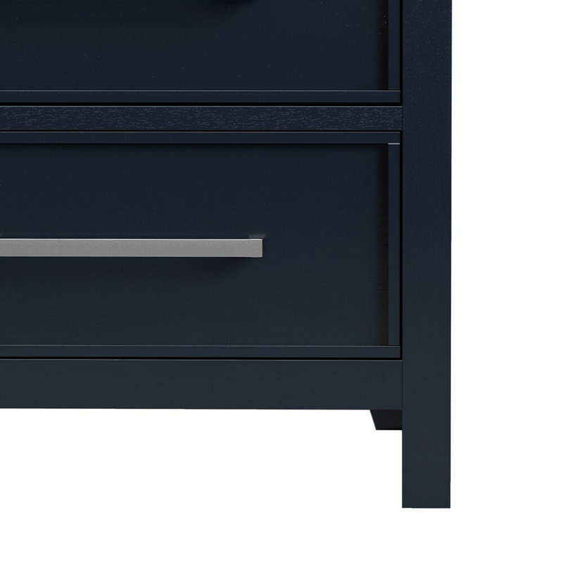 Ensemble de chambre à coucher de style campagne moderne 3 pièces bleu avec 2 tables de chevet bicolores, Double