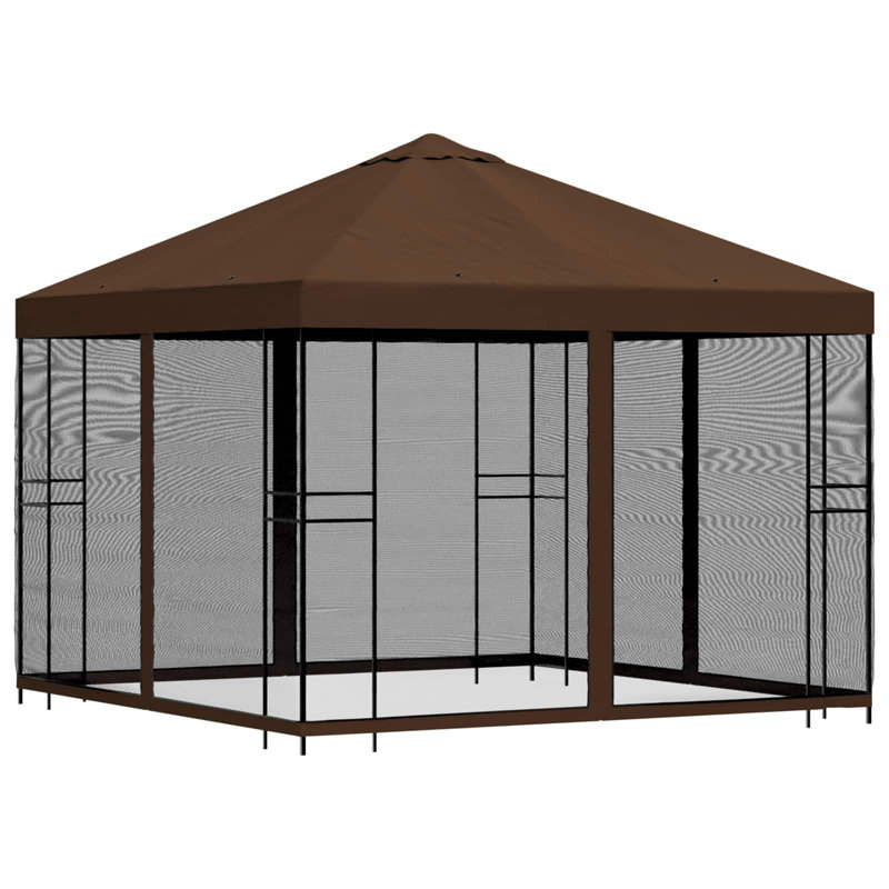 vidaXL Garden Gazebo Polyester and Steel, Brown
