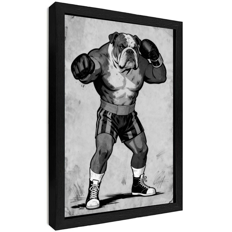 Art encadré noir Bulldog rétro encadré noir, H 25 po x l 17 po
