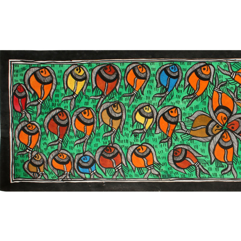 Poissons colorés | Peinture Madhubani | Couleurs naturelles sur papier fait à la main