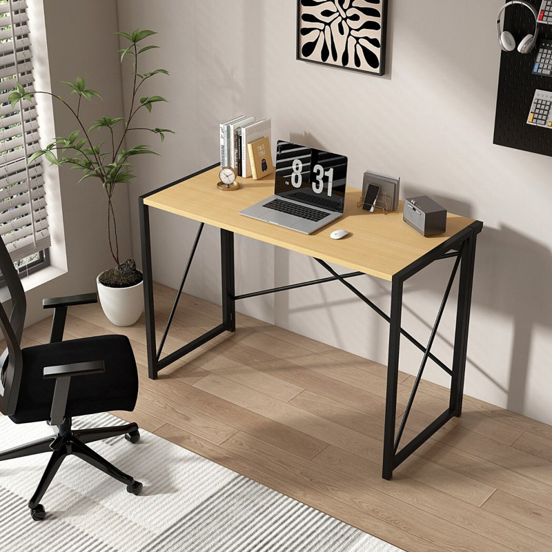 Matys Rectangle Folding Writing Desk, Natural, 75 H x 100 W x 40 D cm