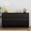 Commode 9 tiroirs pour chambre à coucher avec grands tiroirs, commode en bois de 63 po de largeur, grande commode au sol, meuble télé long et moderne, table d'appoint avec rangement Mid-Century, noir-1641547467