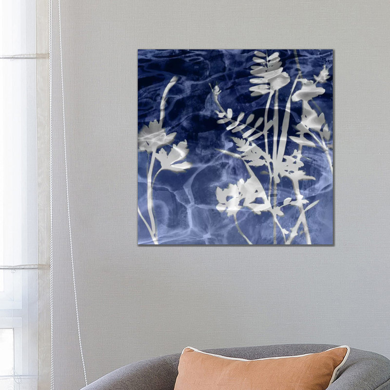 Indigo Leaves I by Danielle Carson - Wrapped Canvas Painting, 66.04 cm H x 66.04 cm W x 3.175 cm D