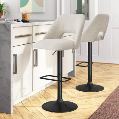 Bridgette 24"-32" Swivel 360° Upholstered Footrests Adjustable Height Bar Stool