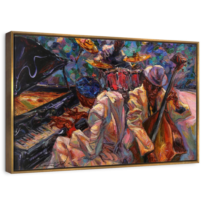 Jazz Band, 46 po x 31 po, Cadre flottant doré