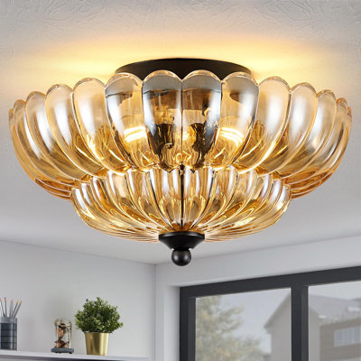 Plafonnier moderne encastré avec abat-jour en verre, lustre semi-encastré pour salon, couloir, cuisine, chambre à coucher
