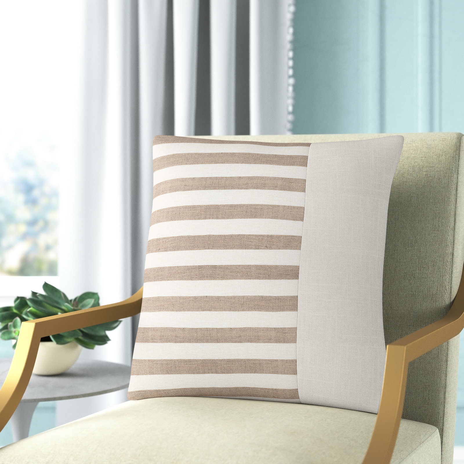 Hegg Striped Linen Throw Pillow, Polyester/Polyfill, 22" x 22"