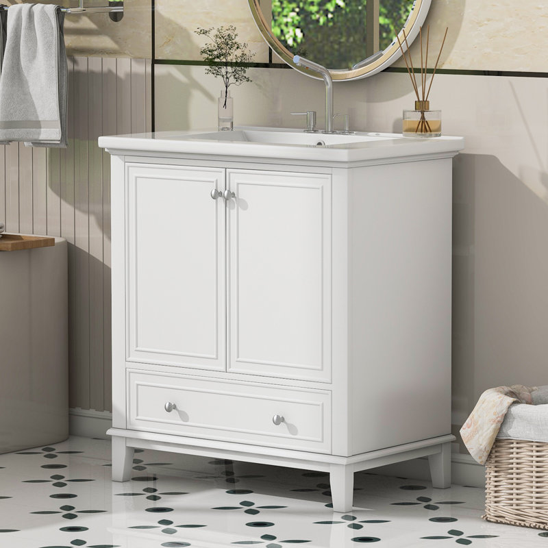 Meuble-lavabo autoportant 30 po Nochur, Blanc