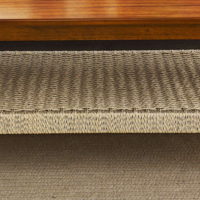 Mid-Century Rectangle Coffee Table with Woven Shelf