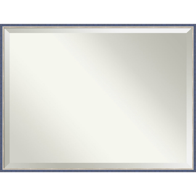 Earsie Solid Wood Wall Mirror, Rectangle, Blue, 31.25" x 41.25"