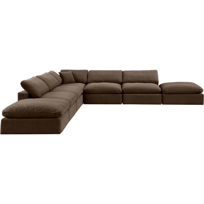 Hooria Upholstered L-Shaped Sectional Reversible, Brown