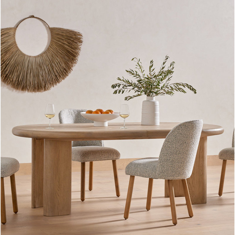 Rima 107 " Extendable Oval Dining Table, Yucca Oak/Yucca Oak Solid