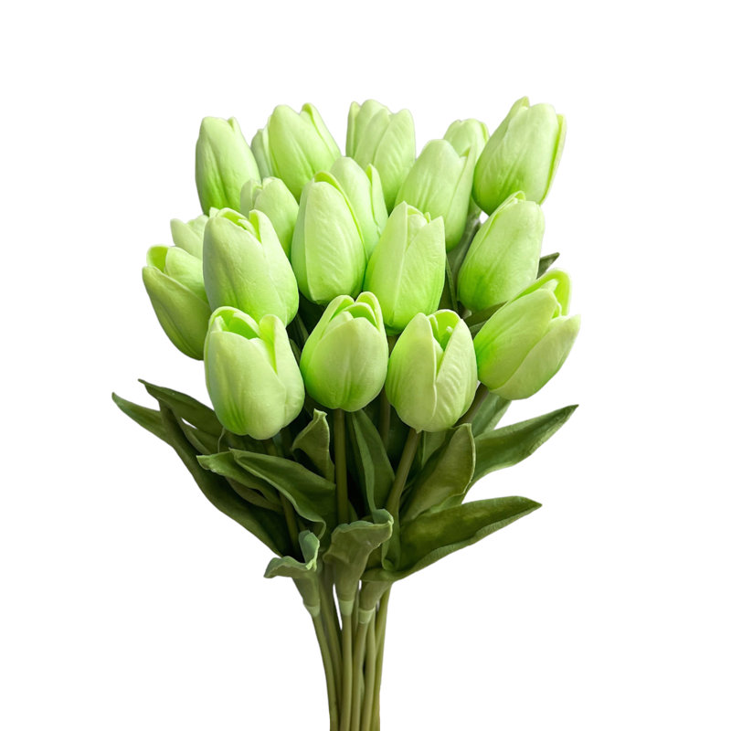 Ensemble de 20 tiges de tulipes artificielles Real Touch, Vert