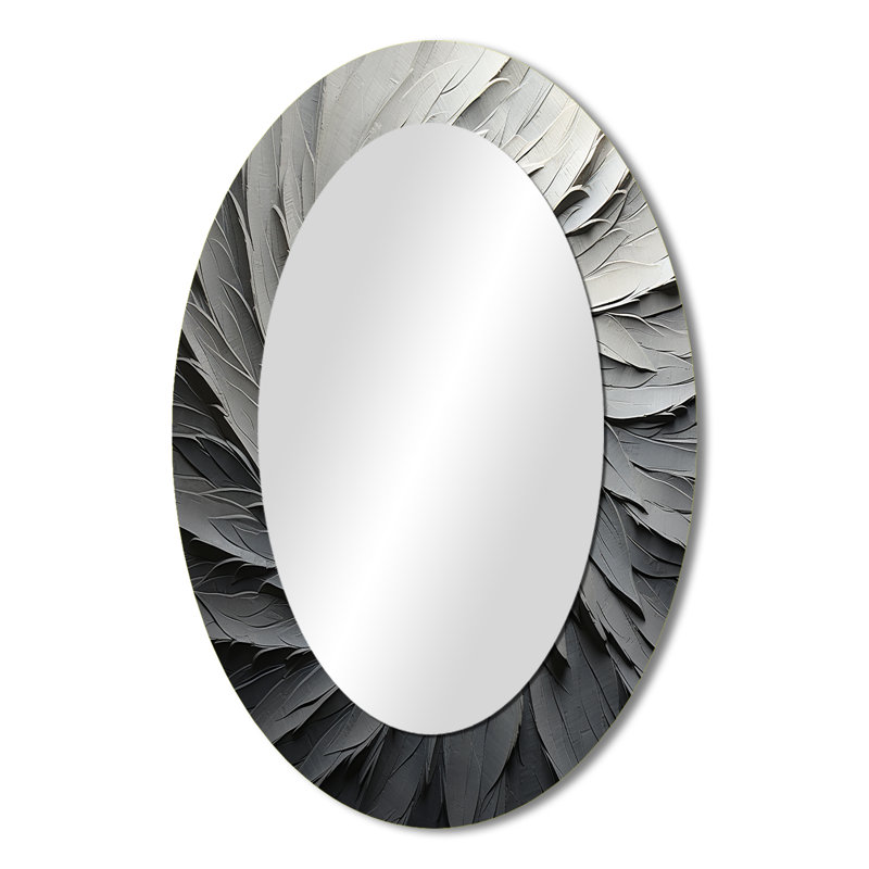 Miroir mural gris moderne beige et méditatif II, 36 po x 24 po