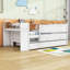 Lit de jour simple en bois avec couchette et bureau intégré-992340041