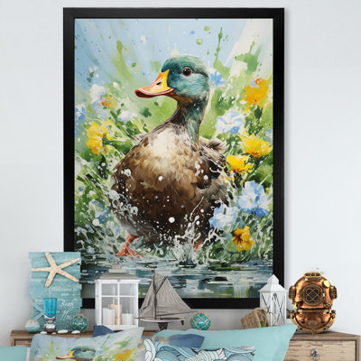 «Duck Springtime Splash Blooms», art mural canard