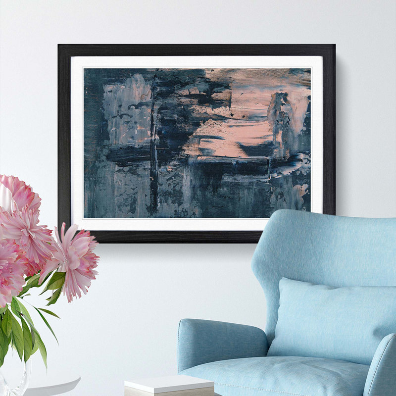Abstract Art Painting Vol.254 by S.Johnson - Framed Print, Black Framed, 62cm H x 87cm W x 2cm D