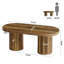 47.2"Wooden Oval Coffee Table With Slatted Cylindrical Legs