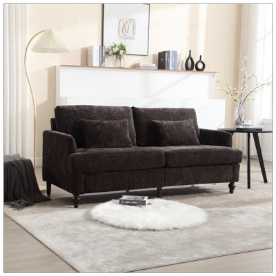 Canapé en chenille Mid-Century moderne en tissu, canapé 2 places rembourré pour le confort du salon et de la chambre à coucher
