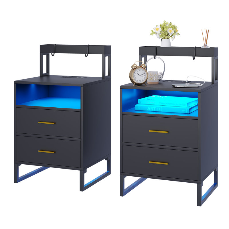 45cm W Bedside Table, Black