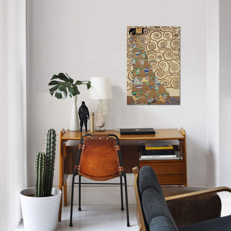 « expectation » par gustav klimt,, impression sur toile tendue, H 18 po x l 12 po x P 1,5 po, Pas de tapis, Toile tendue