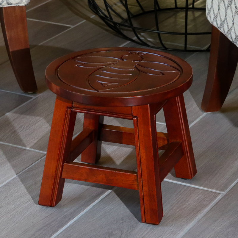 Rubberwood Step Stool, Cherry - Queen Bee For And Stylish Ottomans, Footrests ' Stools Compact, Cherry