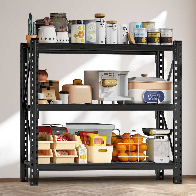Étagère robuste, H 47,3 po, l 51,2 po x P 23,6 po, noire, 3, réglable, solide pour entrepôt, 3 tablettes industrielles à usage industriel, résistante, tablettes ajustables de 23,6 po, pour le garage, la salle d'outils, le rangement,