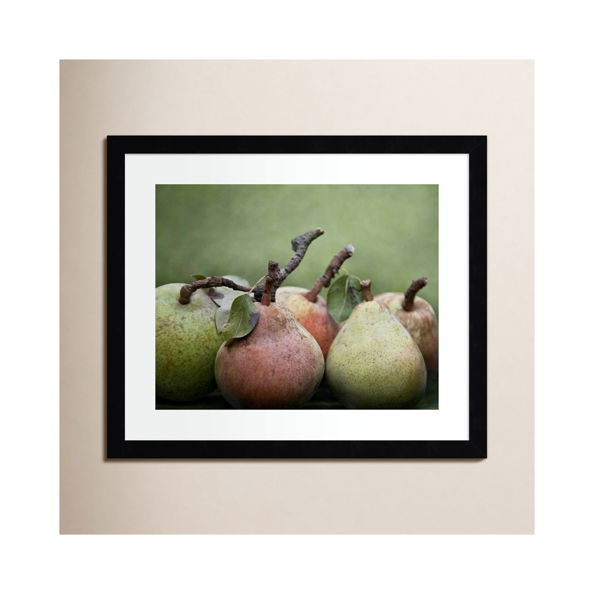 Comice Pears I by Rachel Perry, 14.56" H x 17.19" W x 0.875" D, Black Framed