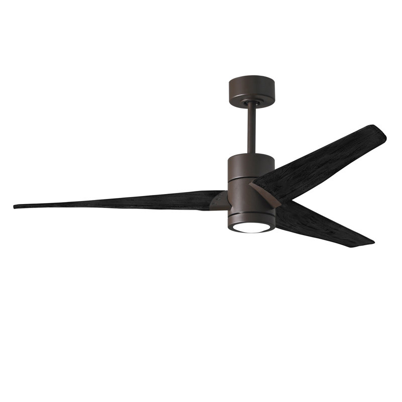 LED Downrod Ceiling Fan, Textured Bronze, Matte Black, 60"