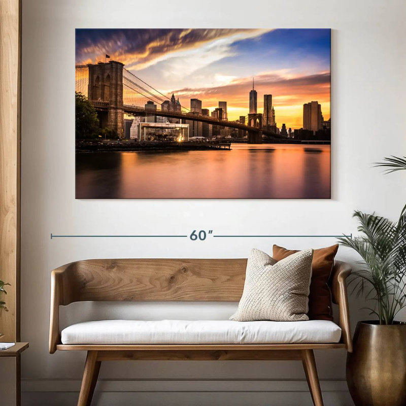 Lilie Brooklyn Bridge Sunset, H 34 po x l 51 po