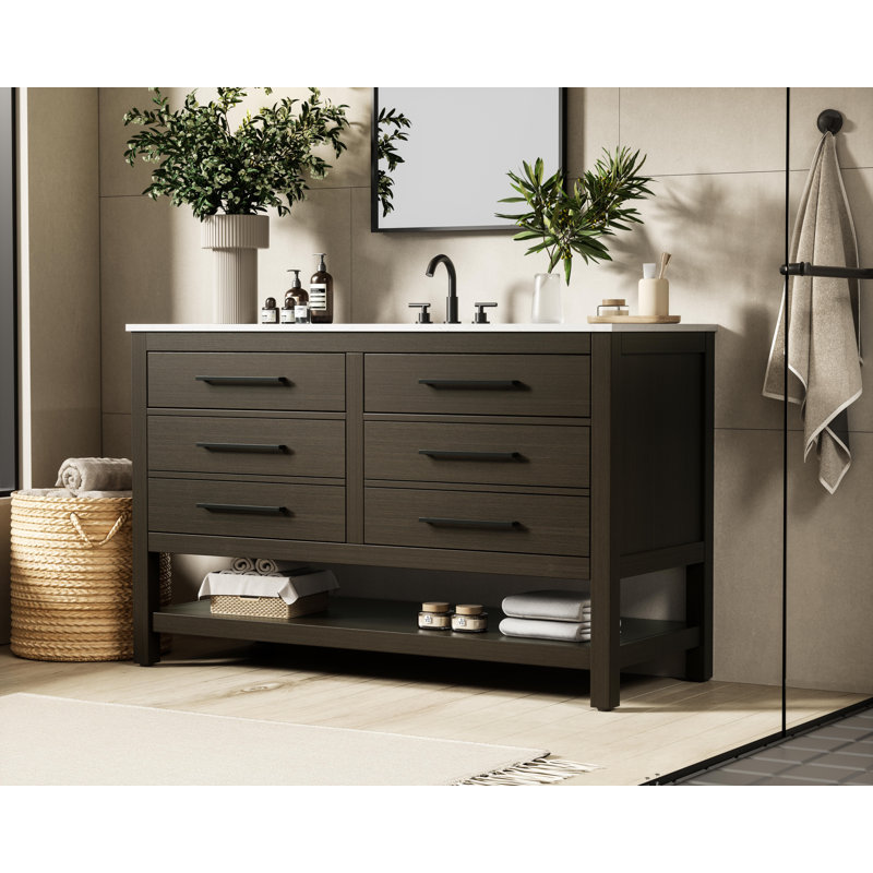 Meuble-lavabo simple 54 po_Moderne_VF60554, Brun moka, 54"